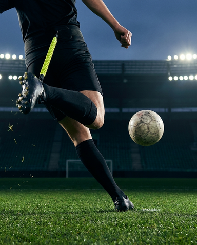 Football training belt in action - kick in motion